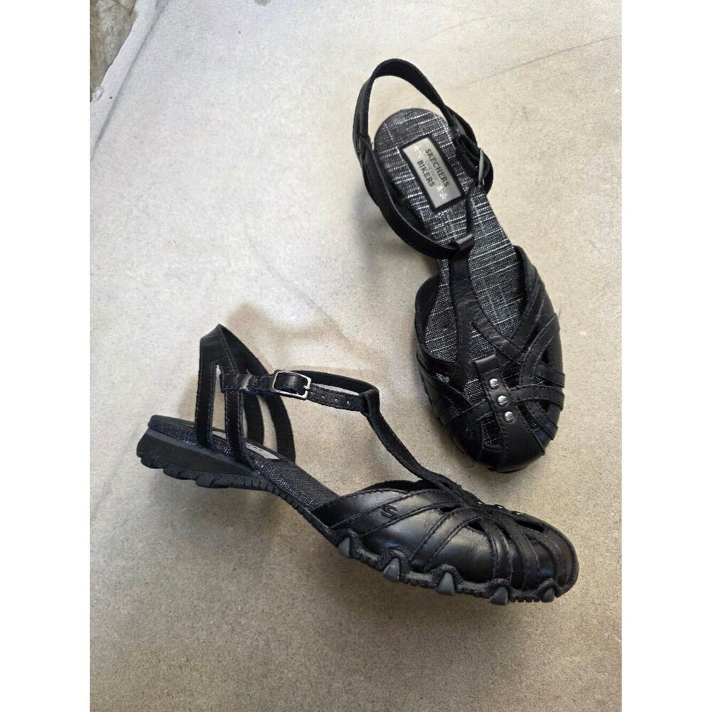 Skechers Black Sport Sandals Adjustable Straps Studded T Strap Sz 7.5 Women NWOT